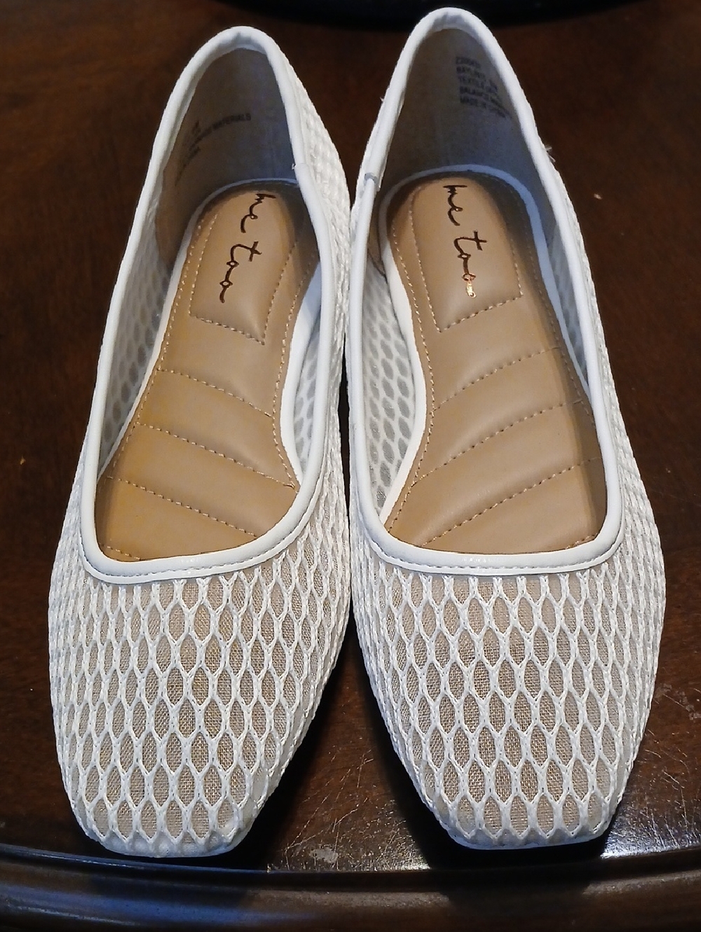 Mee Too mesh ballet flats in white by - breathable everyday slip-ons